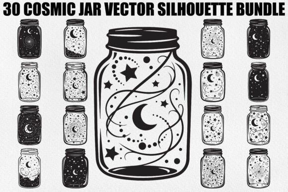 Cosmic Galaxy Jar Design Bundle: Graphics & Illustrations