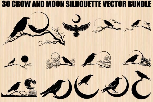 Crow and Moon SVG Bundle