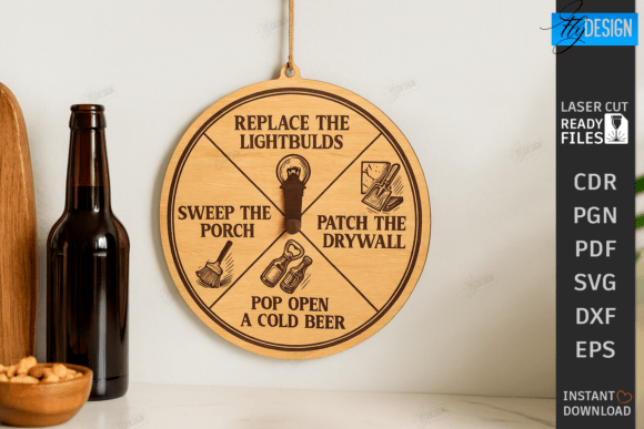 Dad Chore Wheel Laser Cut Funny Clock as Wall Decor