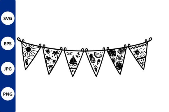 Decorative Bunting Banner with Tropical