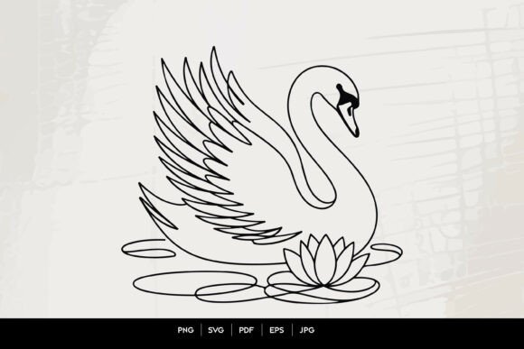 Elegant Swan Line Art SVG: Premium Graphics & Illustrations