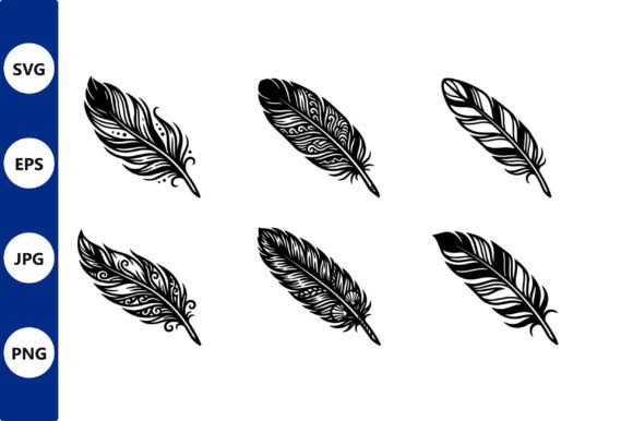Feather Vector Set Decorative Quills: Graphics & Illustrations for Local Branding