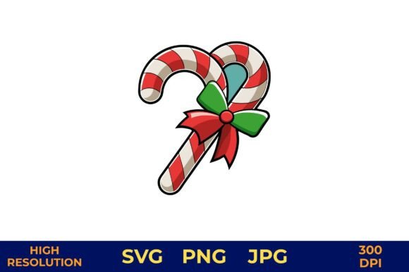 Festive Candy Canes Graphics & Illustrations
