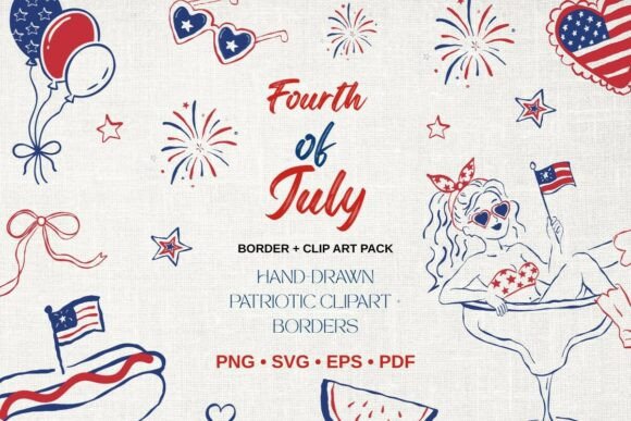 Fourth of July Clipart Border Bundle: Graphics & Illustrations