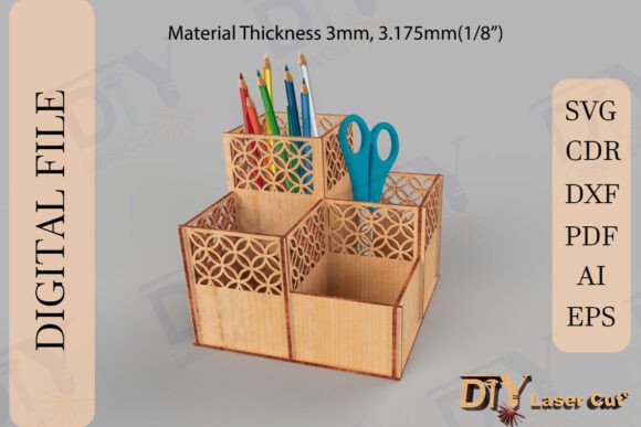 Geometric Desk Organizer Laser Cut File