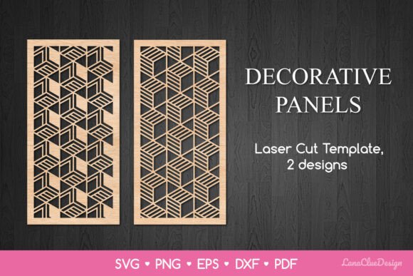 Geometrical Vertical Panels Template SVG: Laser Cutting Wall Decor