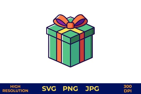 Gift Box with Decorative Bow Vector Art: Graphics & Illustrations for Local Branding