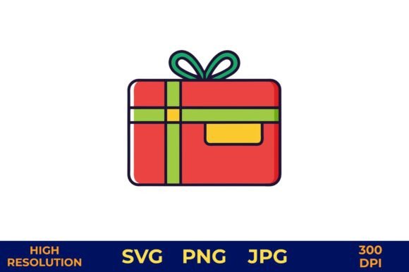Gift Box with Decorative Ribbon Vector: Graphics & Illustrations