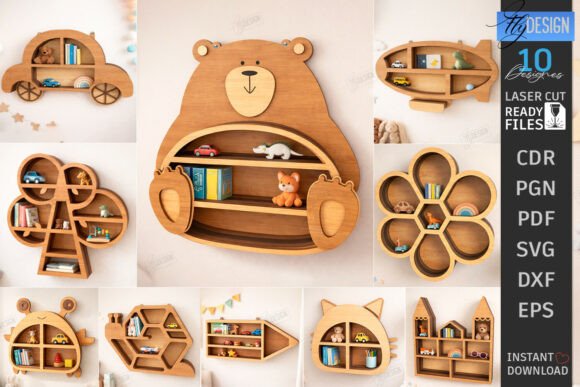 Modern Wall Shelf Laser Cut Bundle CNC