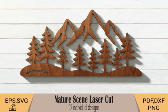 Mountain Nature Scene Laser Cut for Wall Decor