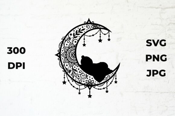 Newborn Baby Sleeping on a Decorative Graphics & Illustrations