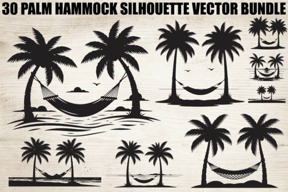Palm Hammock Silhouette Bundle: Tropical Graphics & Illustrations