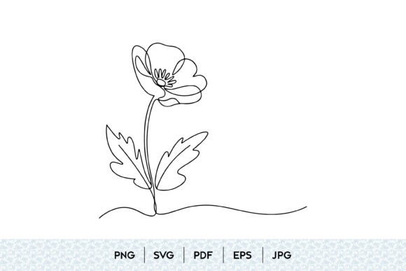 Poppy Flower One Line Art SVG: Minimalist Graphics & Illustrations
