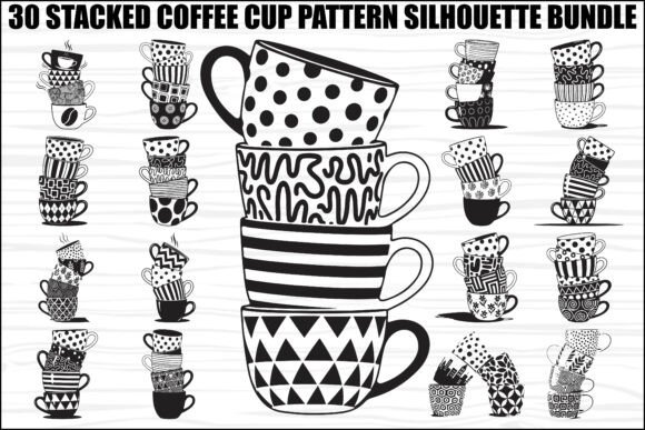 Stacked Coffee Cup SVG Bundle: Graphics & Illustrations