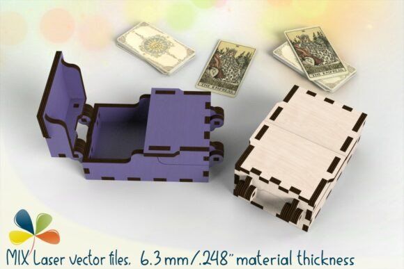 SVG PDF Tarot Box with Twin Lids: Laser Cutting Boxes