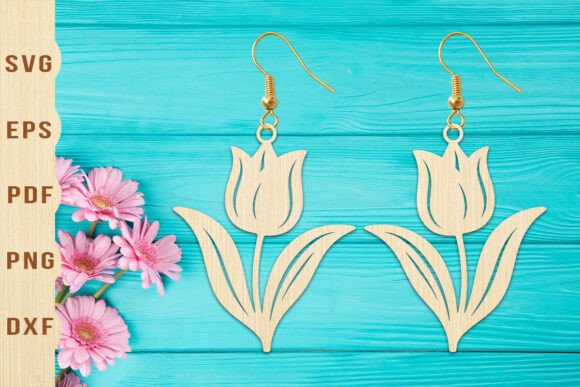 Tulip Flower Earrings Laser Cut SVG: Spring Amp & Laser Cutting