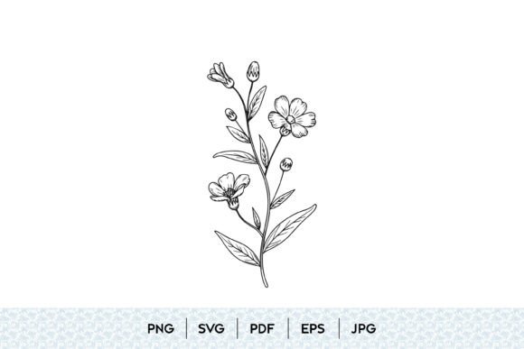 Wildflower Botanical Line Art SVG: Graphics for Thoughtful Illustrations